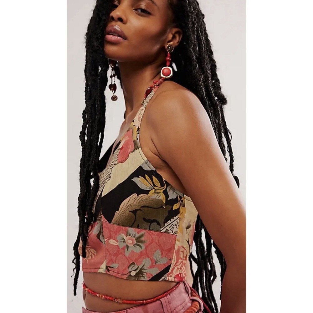 Free People Rae Halter Top Floral Stretch Boho Festival Women's Small New - Picture 3 of 13